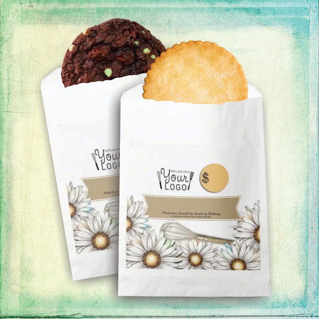 Daisies whisk personalised baking bakery packaging favour bag (Creator Uploaded)