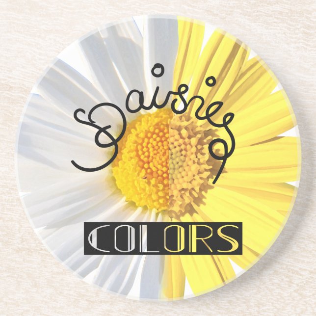 Daisies, white & yellow colours  coaster (Front)
