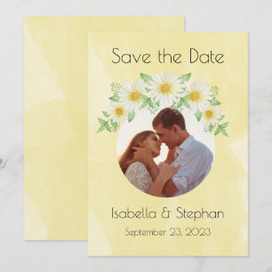  Daisies White Yellow Floral Photo Typography Save The Date