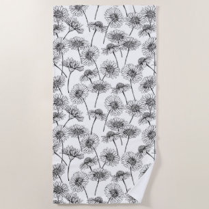 Daisies, wild flowers in black and white beach towel