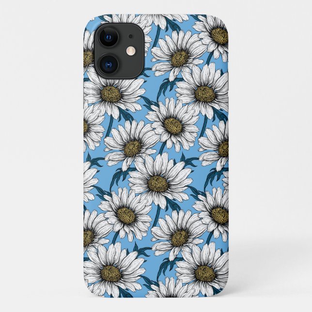 Daisies, wild flowers on blue Case-Mate iPhone case (Back)