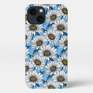 Daisies, wild flowers on blue iPhone 13 case