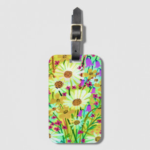 Daisies Wildflower Bouquet Watercolor Pattern Luggage Tag