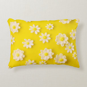 Daisies with a yellow background decorative cushion