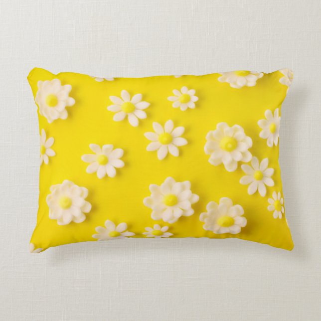 Daisies with a yellow background   decorative cushion (Front)