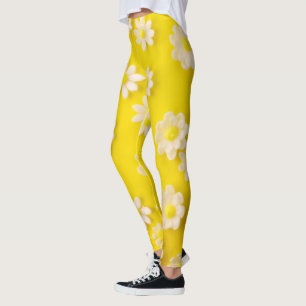 Daisies with a yellow background leggings
