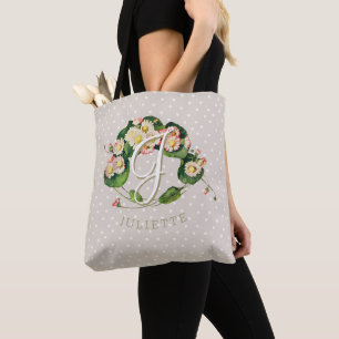 Daisies Wreath with Monogram & Name to Personalise Tote Bag