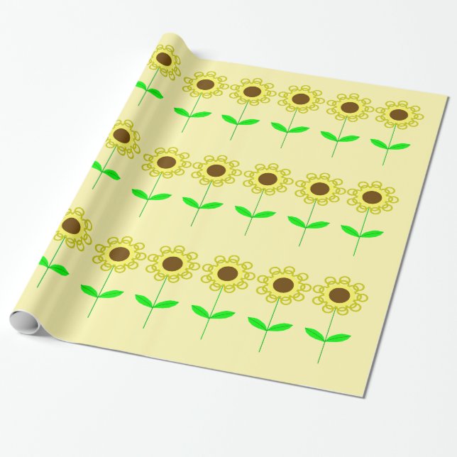 Daisies Yellow Wrapping Paper (Unrolled)
