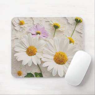 Daisiies and Cosmos On Distressed Paper Mouse Pad