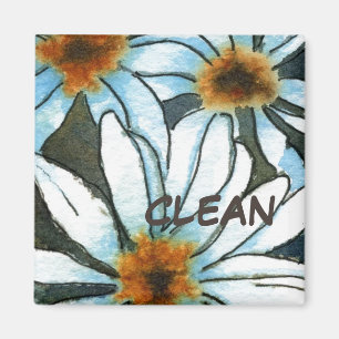"Daisy #1" Dish Washer Status Floral Magnet