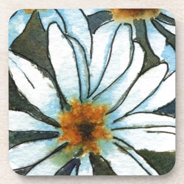 "Daisy #1" Floral Coaster Set (Front)