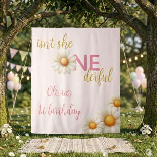 Daisy 1st Birthday Backdrop Isn't She ONEderful Tapestry