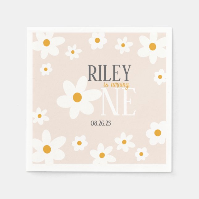 Daisy 1st Birthday Napkin (Front)
