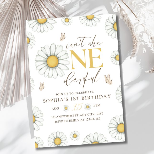 Daisy 1st Birthday Onederful Summer Garden Kids Invitation (Creator Uploaded)