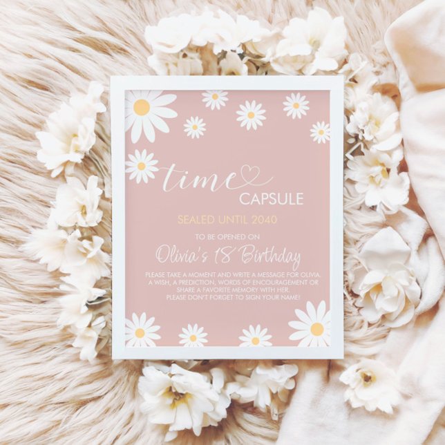 Daisy 1st Birthday Time Capsule Sign, Retro Daisy Poster (Creator Uploaded)