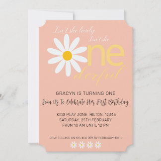 Daisy 1st Lovely One Birthday Invite