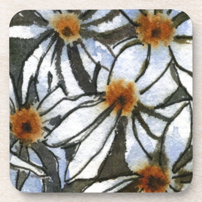 "Daisy #2" Floral Coaster Set (Front)