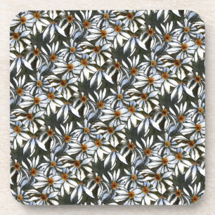 "Daisy #2 Tiled Pattern" Floral Coaster Set
