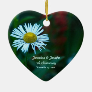 Daisy 5th Wedding Anniversary Heart Shaped Ceramic Tree Decoration