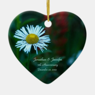 Daisy 5th Wedding Anniversary Heart Shaped Ceramic Tree Decoration