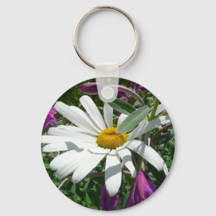 Daisy and Fireweed Wildflower Key Ring