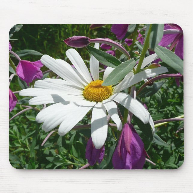 Daisy and Fireweed Wildflower Mouse Pad (Front)