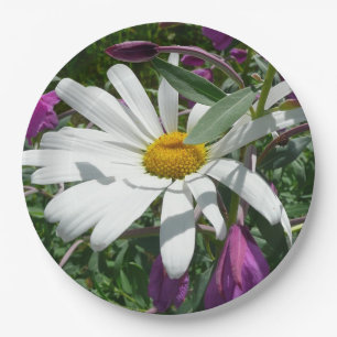 Daisy and Fireweed Wildflower Paper Plate