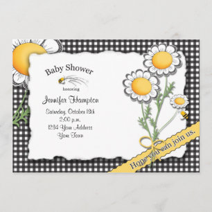 Daisy and Gingham Baby Shower Invitation