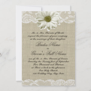 Daisy and Lace Country Burlap Wedding Invitation
