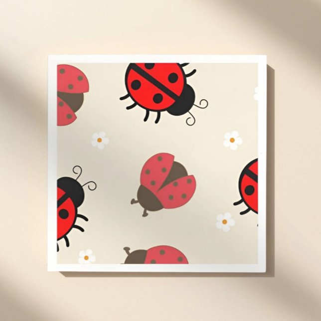 Daisy and Ladybug Birthday Party  Napkin (ladybug party napkins, ladybug birthday napkins, little ladybug party, ladybug party supplies, bug t)