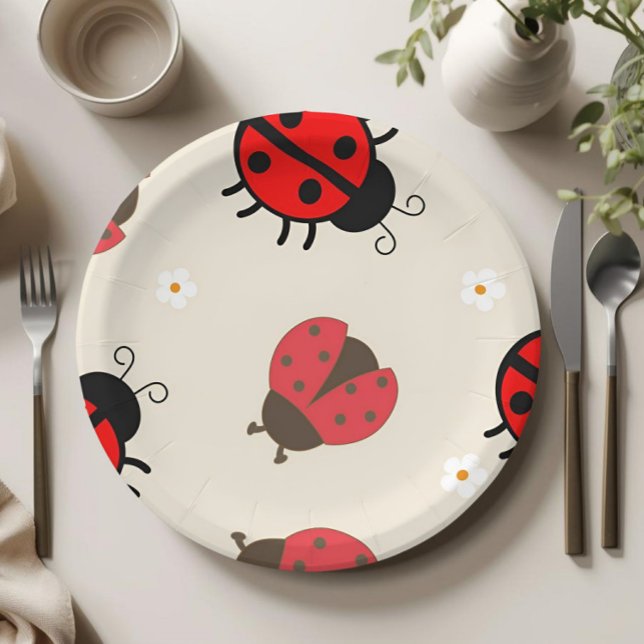 Daisy and Ladybug Birthday Party Paper Plates (ladybug party plates, ladybug birthday plates, ladybug party supplies, little ladybug birthday, bug )