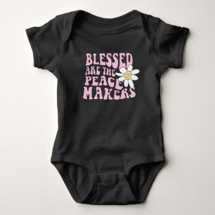 Daisy and Peace Makers Slogan Baby Bodysuit