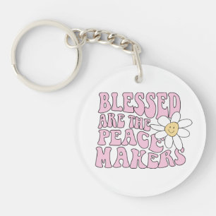 Daisy and Peace Makers Slogan Key Ring