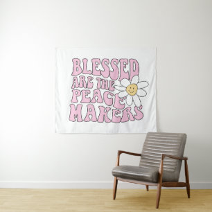 Daisy and Peace Makers Slogan Tapestry