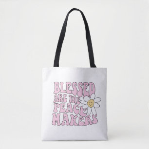 Daisy and Peace Makers Slogan Tote Bag