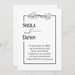 Daisy and Pearls Bouquet Wedding Vow Renewal  Invitation