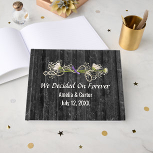 Daisy And Pearls On Black Wood Guest Book
