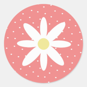 Daisy and Polka Dots Classic Round Sticker