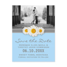 Daisy and Ribbon Wedding Save the Date Postcard