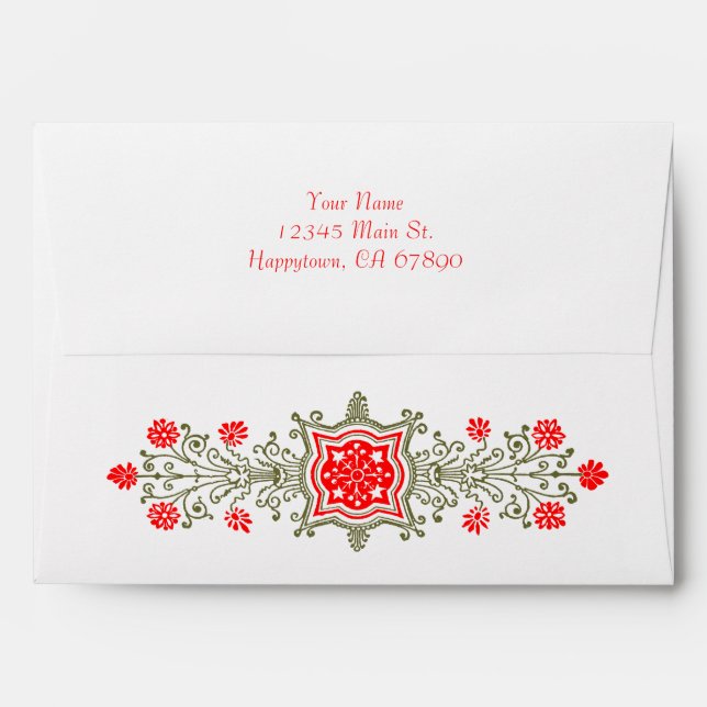 Daisy and Shield in Golds and Red Custom Envelopes (Back (Top Flap))