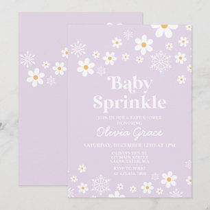 Daisy and Snowflake Retro Baby Sprinkle Invitation
