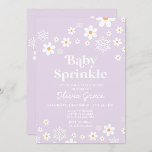 Daisy and Snowflake Retro Baby Sprinkle Invitation