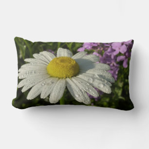 Daisy and Summer Lilac Wildflower Lumbar Cushion