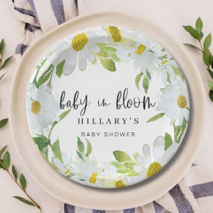 Daisy Baby in Bloom Baby Shower Summer floral Paper Plate