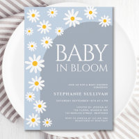 Daisy Baby In Bloom Boho Blue Baby Shower