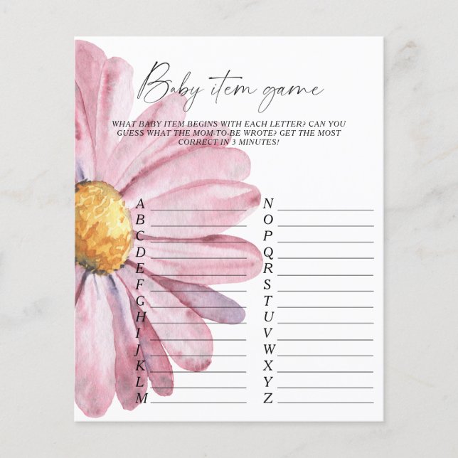 Daisy baby shower - Baby Item Game (Front)