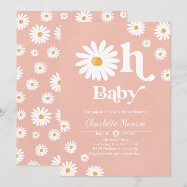 Daisy Baby Shower Bohemian Floral Chic Baby Shower Invitation (Front/Back)