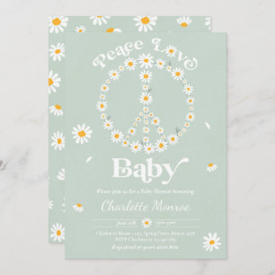 Daisy Baby Shower Bohemian Peace Love Baby Shower  Invitation