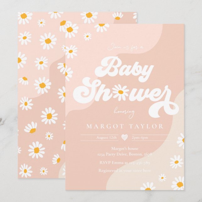 Daisy Baby Shower Boho Hippy Vibes Baby Shower Invitation (Front/Back)