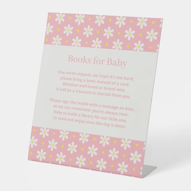 Daisy Baby Shower Book Request Pedestal Sign (Front)